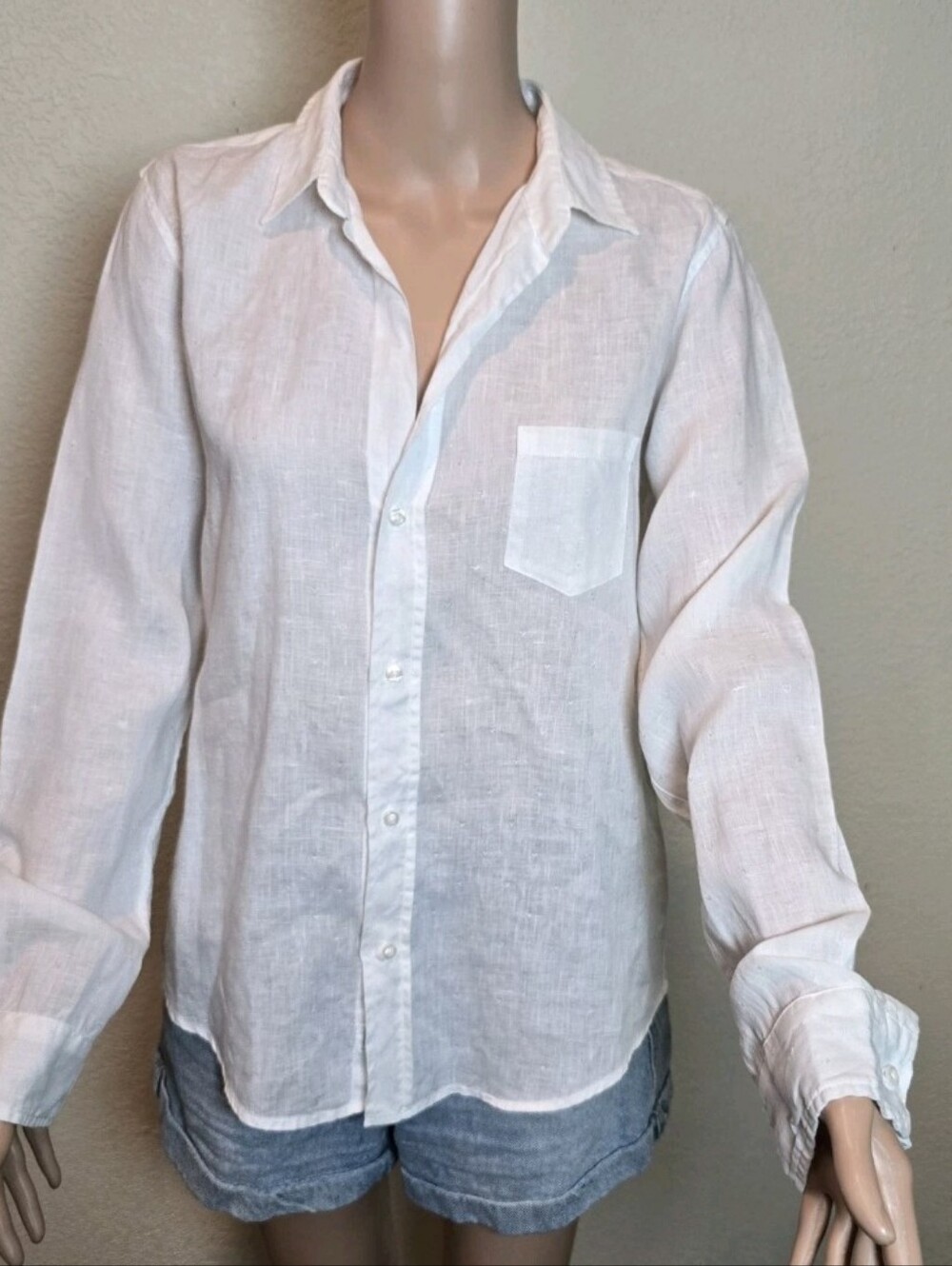 Frank&Eileen 100% linen shirt Size Large Long Sleeve with embroidered hearts - Picture 4 of 16